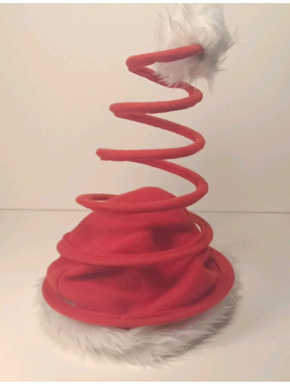 Spiral Spring Santa Hat Red/White Faux Fur Fabric Adult Unisex One Size